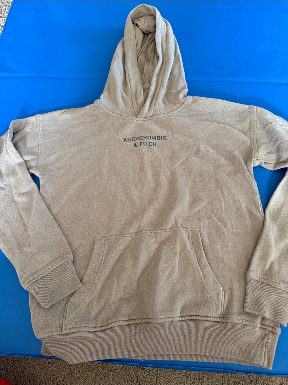 abercrombie kids tan pullover hoodie with front pocket